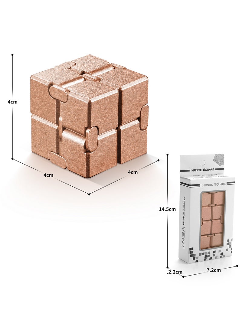 Fidget Rubik's Cube New Version Fidget Finger Toys - Metal Infinity Rubik's Cube for Stress and Anxiety Relief/ADHD, Super Durable Sensory Gift for Adults and Teens Kids (Gold) - Image 2